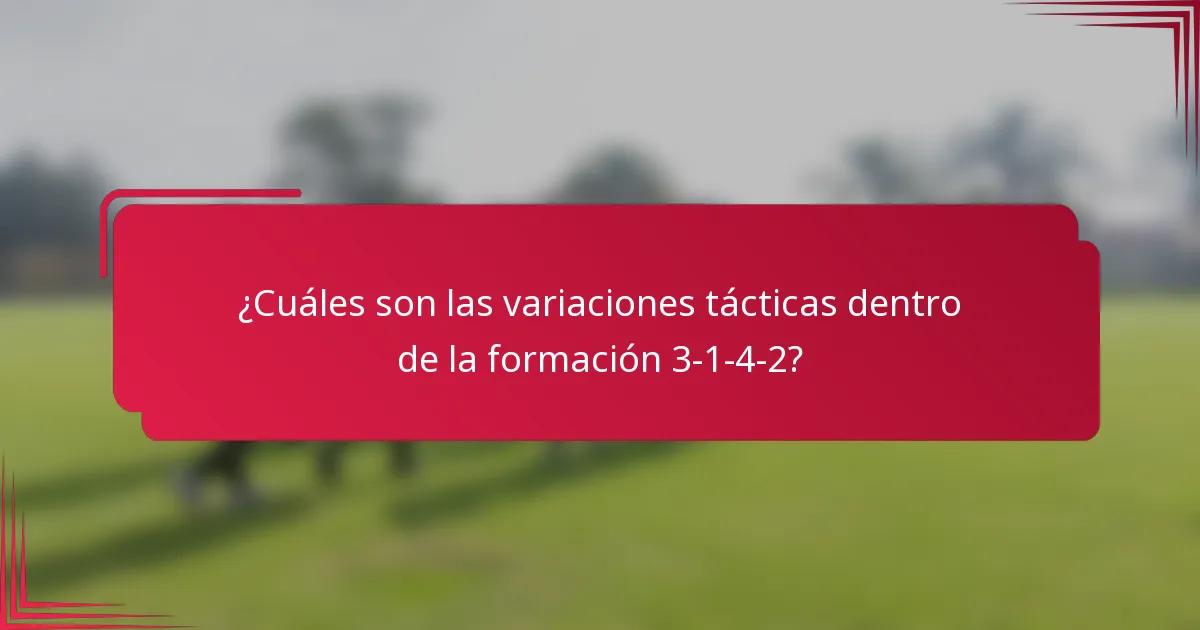 ¿Cuáles son las variaciones tácticas dentro de la formación 3-1-4-2?