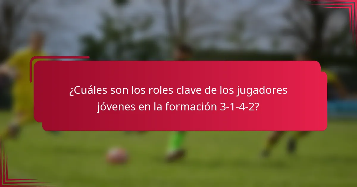¿Cuáles son los roles clave de los jugadores jóvenes en la formación 3-1-4-2?