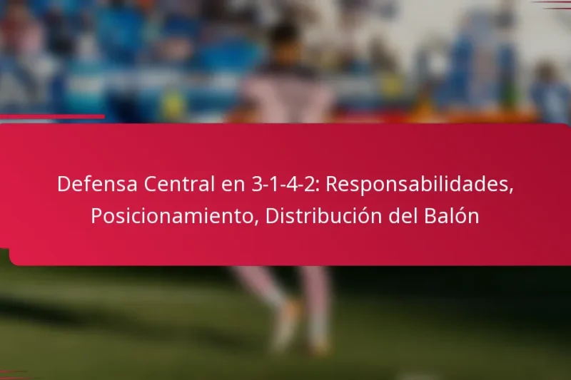 Defensa Central en 3-1-4-2: Responsabilidades, Posicionamiento, Distribución del Balón