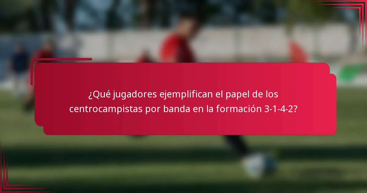 ¿Qué jugadores ejemplifican el papel de los centrocampistas por banda en la formación 3-1-4-2?